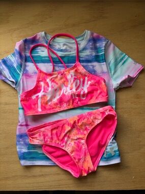 Hurley Neon Pink Tie-Dye Girls' Swim Bikini Set